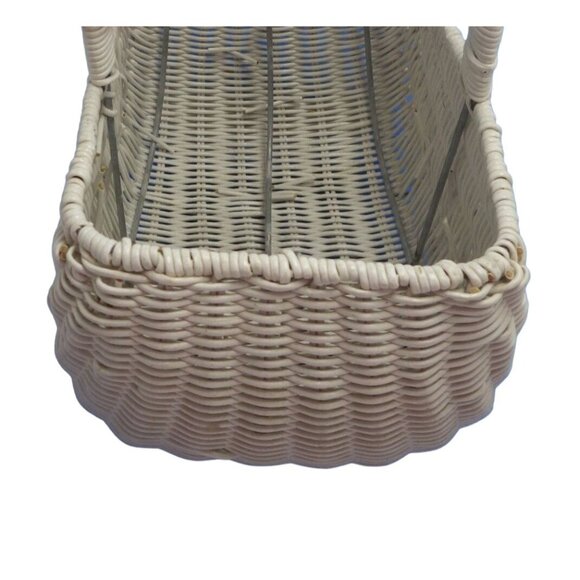 White Basket Rectangle Handle Laminated Metal Wedding Shower Cottage Easter - Picture 8 of 8